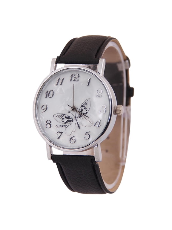 Fashion Butterfly Lychee Pattern Pu Leather Strap Watch, Quartz Ladies Watch Pu Leather Strap, Simple Business Ladies Watches.