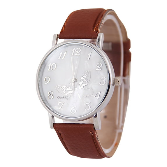 Fashion Butterfly Lychee pattern pu leather strap watch, quartz ladies watch pu leather strap, simple business ladies watches.