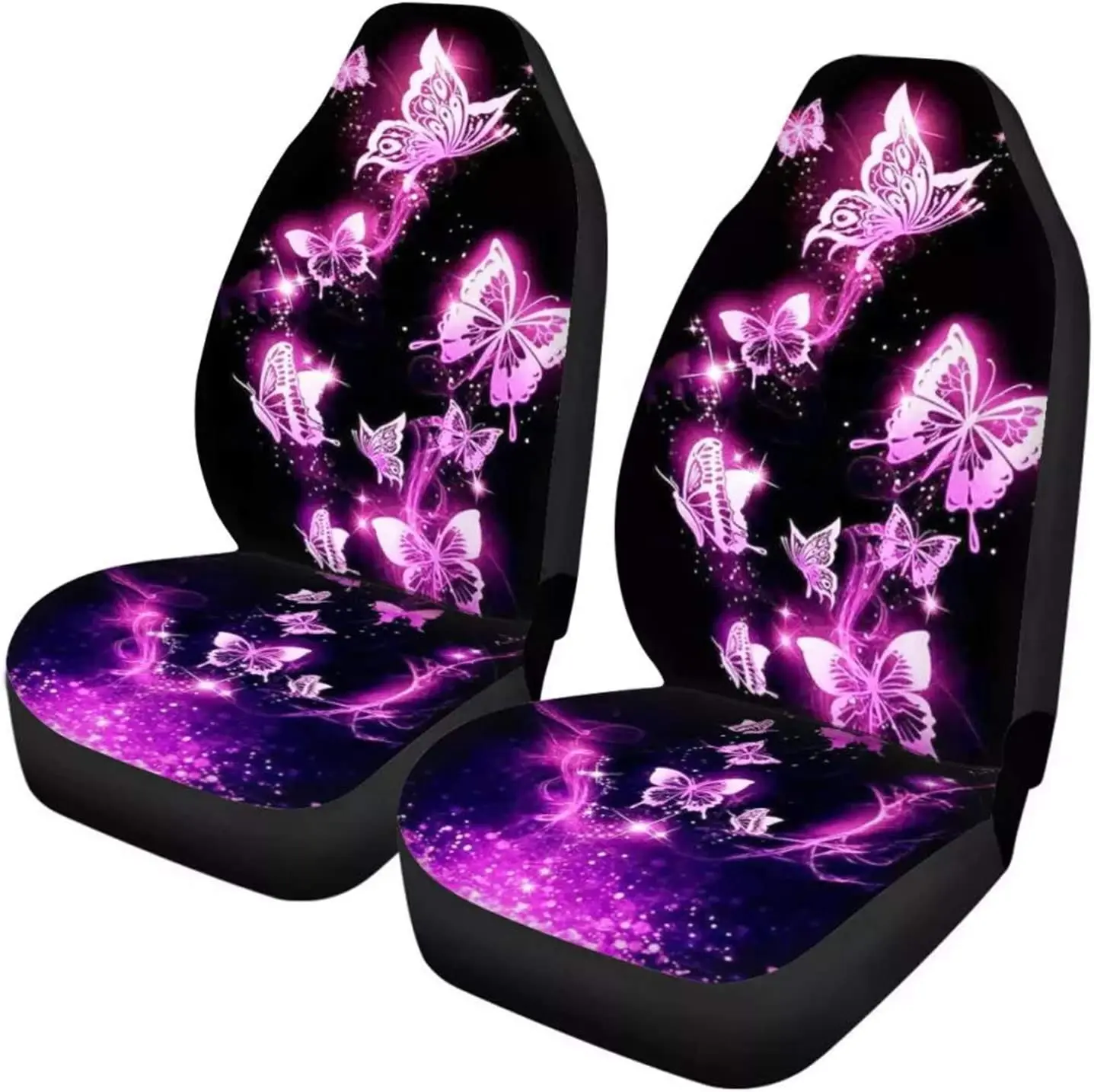Fashion Butterfly Print Front Car Seat Cover 2 Packs High Back Bucket