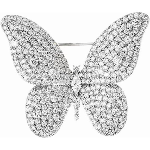 Fashion Butterfly Rhinestone Brooch Pin for Women Silver Gold-Toned Clear Crystal Cluster Cartoon Animal CZ Brooches Lapel Pins Badge Dress Accessories Unisex Delicate Holiday Christmas Chic Jewelry