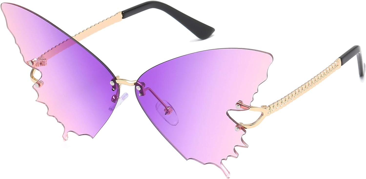 Metal Frame Butterfly Sunglasses with UV Protection Designer Fashion Sunglasses Womens Metal Open Butterfly  main image 4