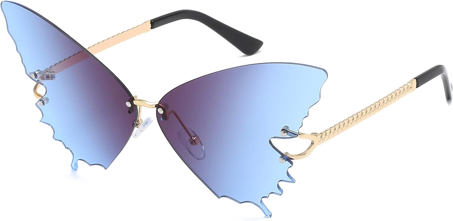 Metal Frame Butterfly Sunglasses with UV Protection Amazon.com: Womens Fashion Sunglasses Square Cateye  main image 2