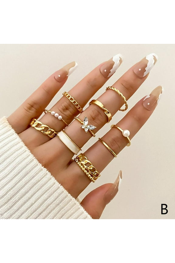 Fashion Butterfly Rings Set Women Finger Rings Adjustable Jewelr