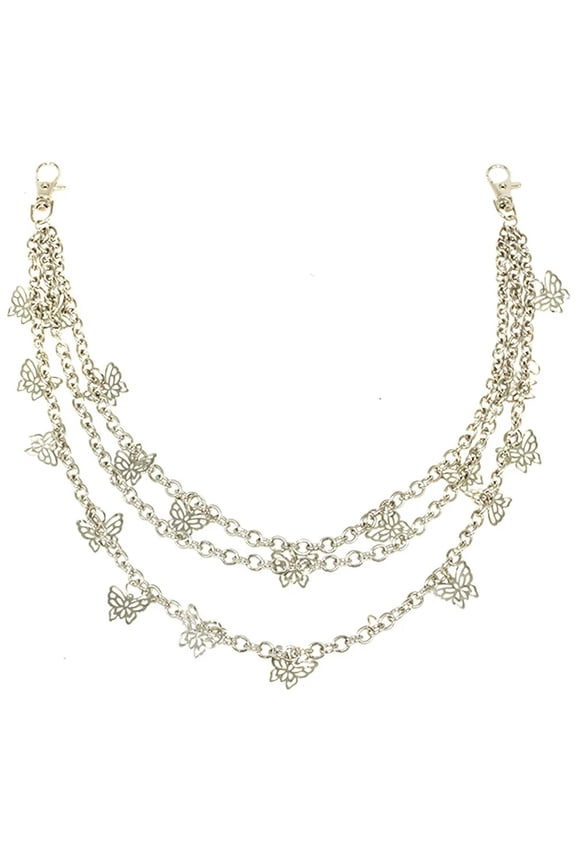 Fashion Butterfly Waist Chains Jeans Trousers Skirt Multi Alloy Chain Layer Hip-hop Punk Women's Pendant Jewelry