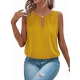 thumbnail image 1 of Fashion Buttoned Round Neck Solid Color Vest Yellow XL, 1 of 6