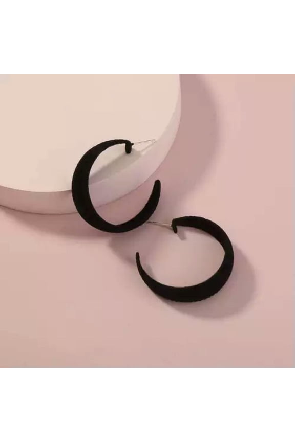 Fashion C Shape Hoop Stud Earrings Elegant Solid Suede Statement Jewelry Hoops