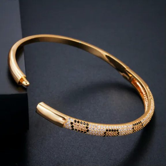 Fashion CZ Rose Gold Snake Open Cuff Bangle Bracelet for Women Gift