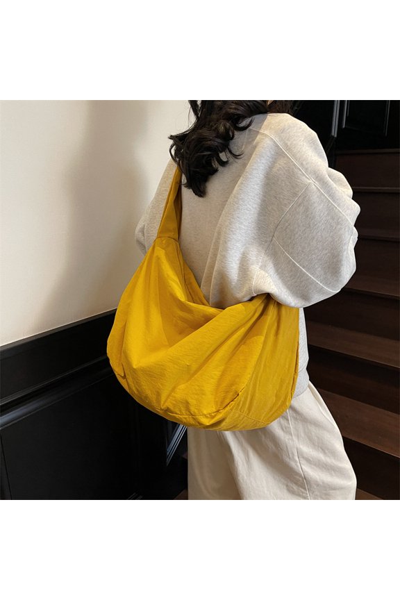 Fashion Canvas Bag, Men's and Japanese Simple Dumpling Bag, Solid Color Versatile Women's Shoulder Bag, New Large-capacity Messenger Bag