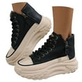 thumbnail image 1 of Fashion Canvas Sneakers for Women 2026 Platform Casual Comfortable Tennis Walking Shoes Breathable Lace up High Top Sneakers Black Size 5.5, 1 of 6
