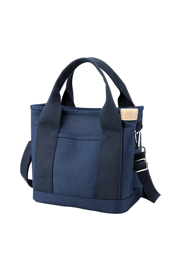 Fashion Canvas Tote Bag for Women,Small Tote Bag Canvas Crossbody Bag Everything Tote Bag with Compartments，Large Capacity Multi-pocket Handbag(Dark Blue)