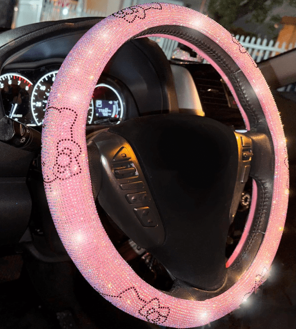 Fashion Car Ultra Bling luxury Steering Wheel Cover Full Rhinestone Glass Extra Shiny Bright Ice