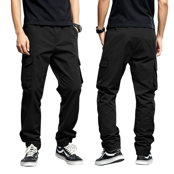 Fashion Cargo Pants Men's Straight Leg Casual Pants Men Elastic Waist Jogger Sport Pants Sports Trousers Loose Cargo Pocket Straight Pants Mens Pants Trousers Overall Streetwear