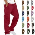 thumbnail image 1 of Fashion Cargo Pants for Mens 2025 Plus Size Solid Color Casual Multiple Pockets Outdoor Straight Type Fitness Pants Cargo Pants Trousers, 1 of 6