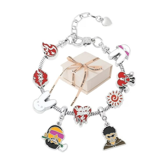 Fashion Cartoon Bad Bunny Bracelet Metal Personality Rabbit Love Heart Beads Bracelets for Women Girls Charm Jewelry Gift