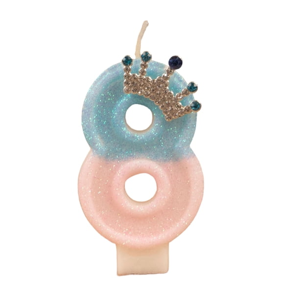 Fashion Cartoon Creative Birthday Candle Party Number Candle - 8 Shape with Crown Design, for Birthday Cake Topper, Party Decoration, Celebration Event, with Image Link