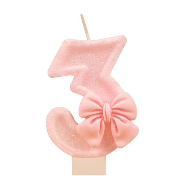 Fashion Cartoon Creative Birthday Candles - Sparkle Design with Bow Accents, Number Shapes - For Birthday Parties, Cake Decorations, Celebrations