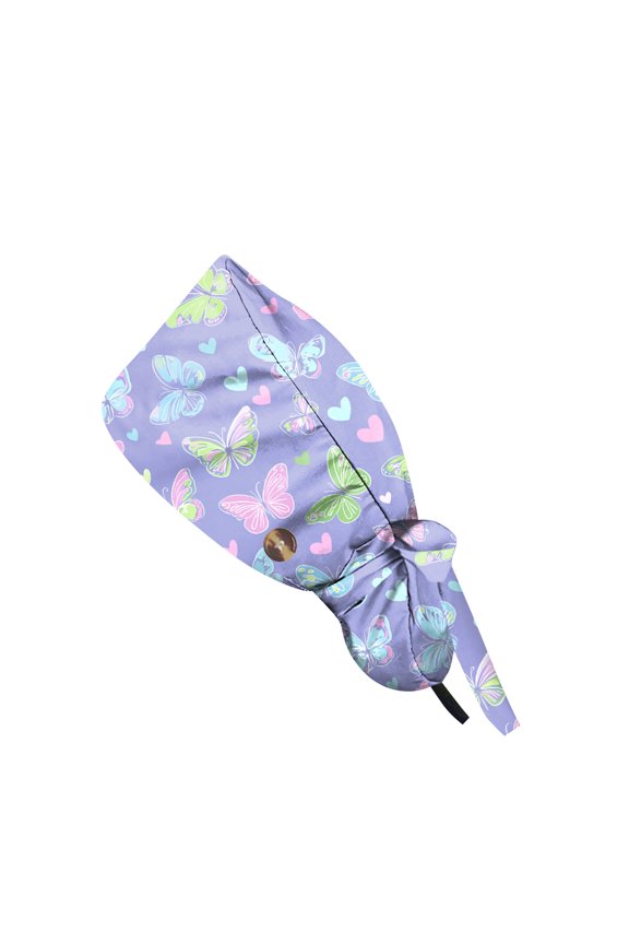 Fashion Cartoon Print Work Cap for Women Casual Ponytail Shower Bath Sleeping Hair Band, Nude