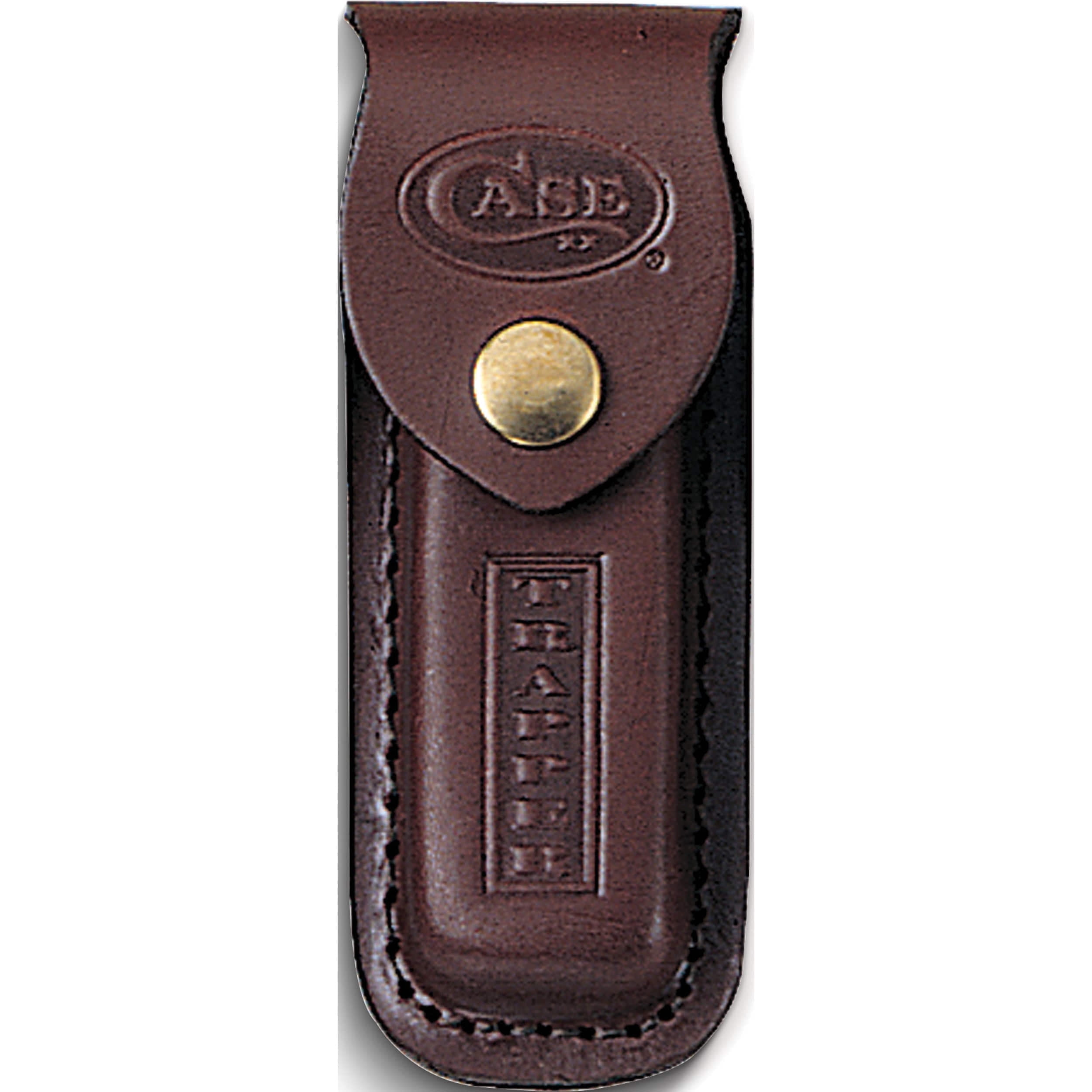 Fashion Case Genuine Leather With Stamped Logo Trapper Knife