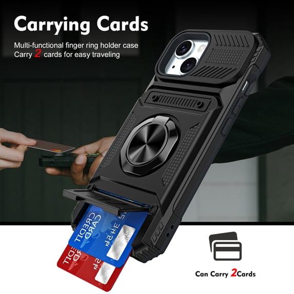 Fashion Case with Holder Stander Kickstand Drop Resistant Shockproof Case For iPhone 14 Plus