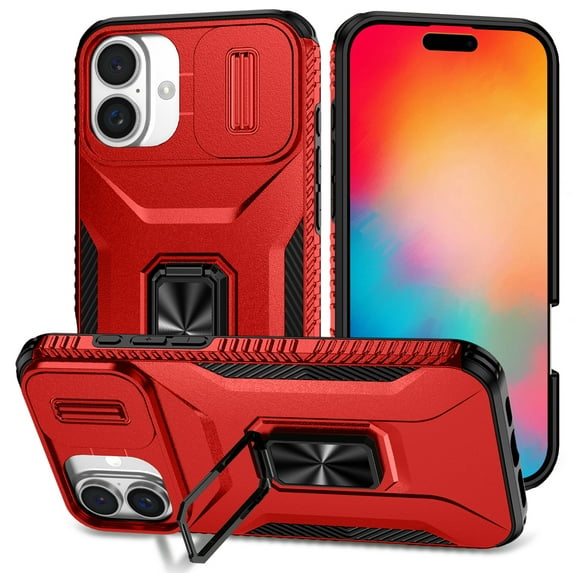 Fashion Case with Holder Stander Kickstand Drop Resistant Shockproof Case For iPhone 16 (6.1inch)
