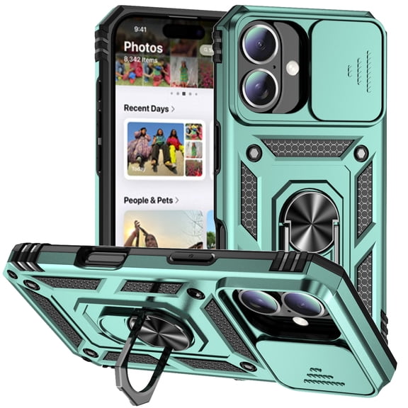 Fashion Case with Holder Stander Kickstand Drop Resistant Shockproof Case For iPhone 16 (6.1inch)
