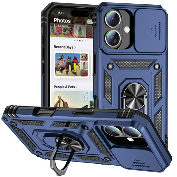 Fashion Case with Holder Stander Kickstand Drop Resistant Shockproof Case For iPhone 16 Plus (6.7inch)