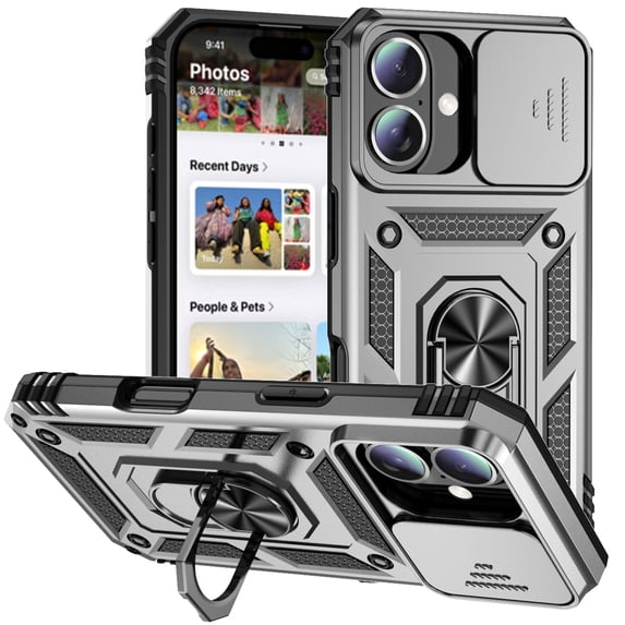 Fashion Case with Holder Stander Kickstand Drop Resistant Shockproof Case For iPhone 16 Plus (6.7inch)