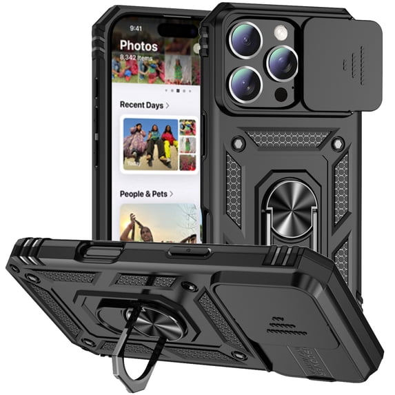 Fashion Case with Holder Stander Kickstand Drop Resistant Shockproof Case For iPhone 16 Pro (6.3inch)