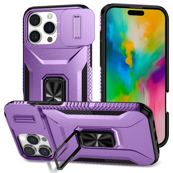 Fashion Case with Holder Stander Kickstand Drop Resistant Shockproof Case For iPhone 16 Pro Max (6.9inch)
