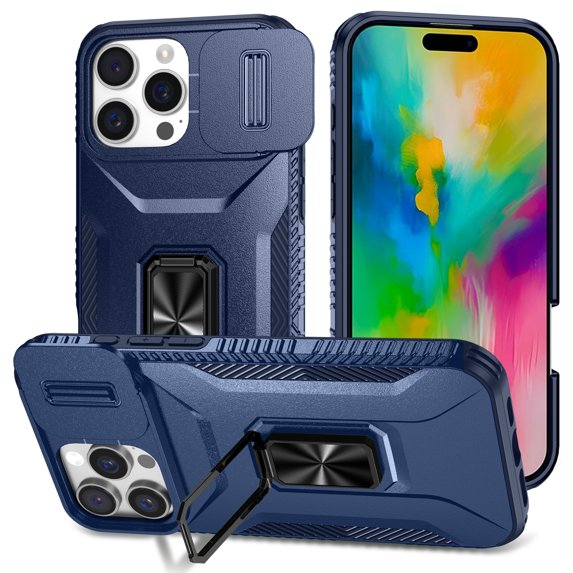Fashion Case with Holder Stander Kickstand Drop Resistant Shockproof Case For iPhone 16 Pro Max (6.9inch)