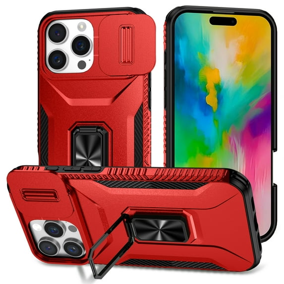 Fashion Case with Holder Stander Kickstand Drop Resistant Shockproof Case For iPhone 16 Pro Max (6.9inch)