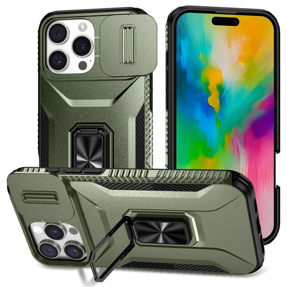 Fashion Case with Holder Stander Kickstand Drop Resistant Shockproof Case For iPhone 16 Pro Max (6.9inch)