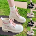 thumbnail image 1 of Fashion Casual Ankle Boots Colorblock Lace-Up Round Toe Thick Sole Chunky Heel for Outdoor and Indoor Wear, 1 of 9