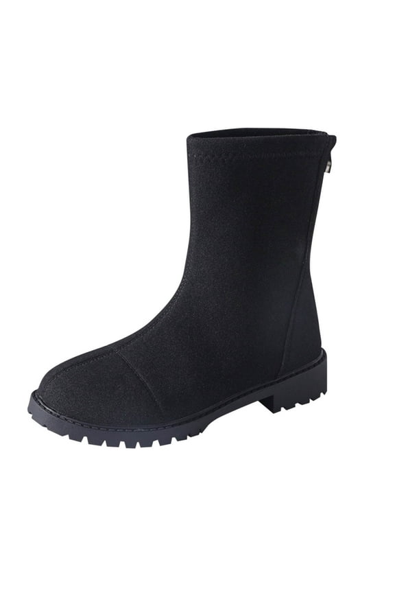 Fashion Casual Ankle Boots Round Toe Thick Heel Zipper Suede Nubuck Leather Fall Winter Women Casual Everyday Wear