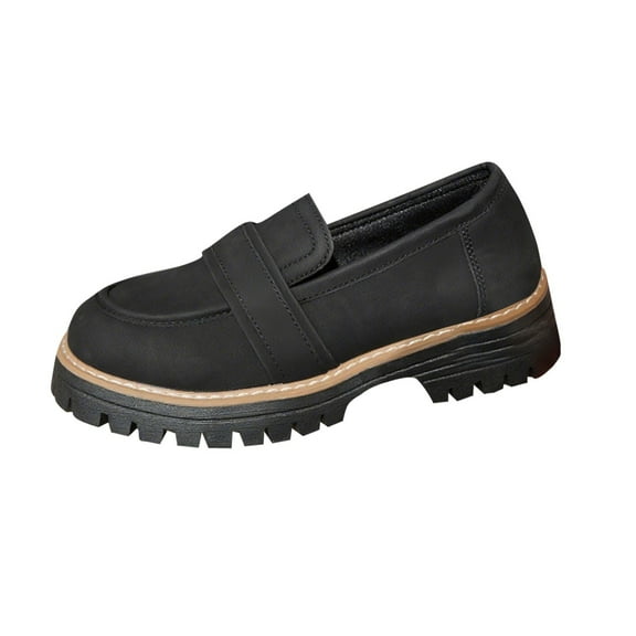 Fashion Casual Buckle Thick Bottom Loafers Comfortable Low Top Shoes British Style Slip-On Footwear for Daily Wear Black,41
