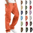 thumbnail image 1 of Fashion Casual Cargo Pants for Mens 2025 Plus Size Solid Color Casual Multiple Pockets Outdoor Straight Type Fitness Pants Cargo Pants Trousers, 1 of 5
