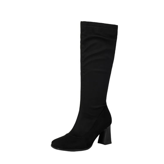 Fashion Casual High Boots Versatile Thick Heel Knee-High Shoes with Belt Buckle for Fall and Winter Outdoor Leisure