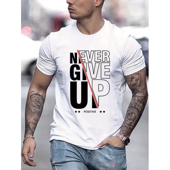 Fashion Casual Men'S Letter Print T-Shirt