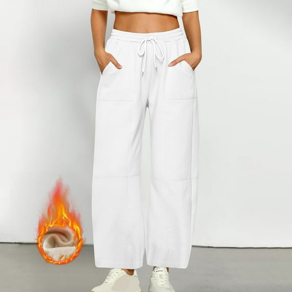 Fashion Casual Pants for Womens Elastic Waist Plus Size Casual Trousers Solid Color With Pockets Long Pants