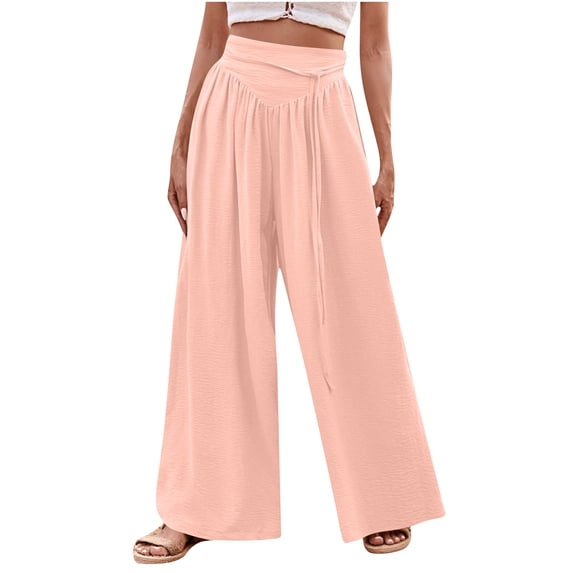 Fashion Casual Pants for Womens High Waist Plus Size Casual Pants High Waist Adjustable Lace Loose Nine-point Pants Save to 65% off!