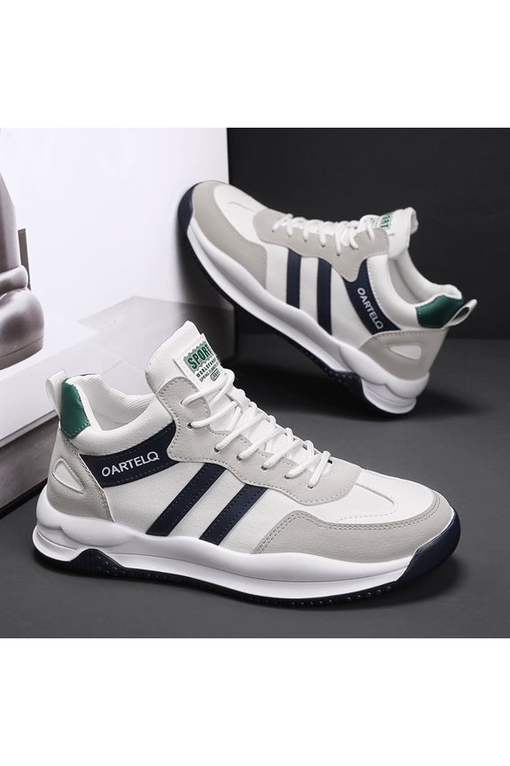 Fashion Casual Shoes with Fabric Upper, Rubber Sole, and Cloth Insole, Zipper, Fastener, and Lace Closure Mid-Top Running Sports Shoes |