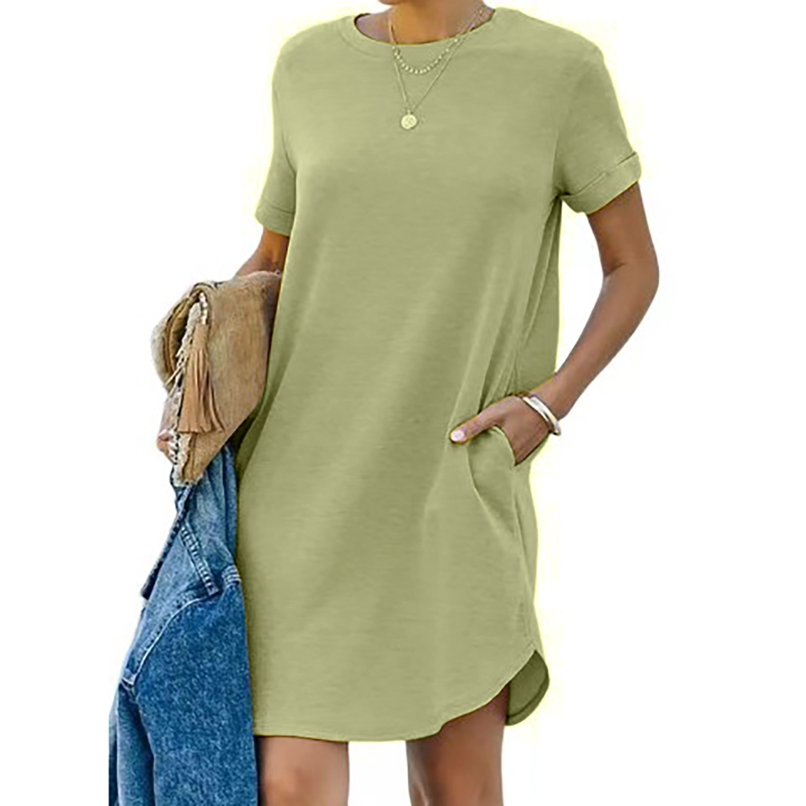 Fashion Casual Sports Up Sleeve Solid Color Irregular Tennis Dress