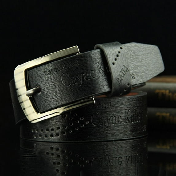 Fashion Casual Vintage Men's Belt Pin Buckle Waistband Leather Belt Pants Bands Business Belts BLACK