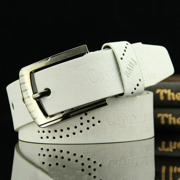 Fashion Casual Vintage Men's Belt Pin Buckle Waistband Leather Belt Pants Bands Business Belts WHITE