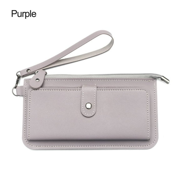 Fashion Casual Women Multi-card Position Coin Purse Zipper Wallet Buckle Long Purse Card Holder Purse PU Leather PURPLE