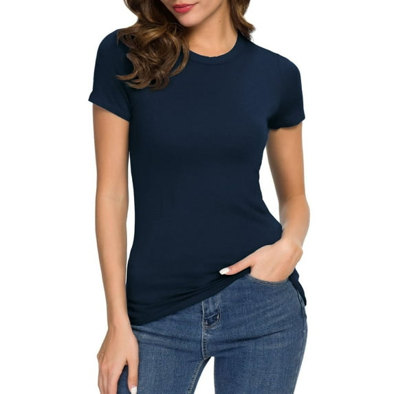 Fashion Casual Women's Crew neck Short Sleeve T-Shirt Basic Tee Tops