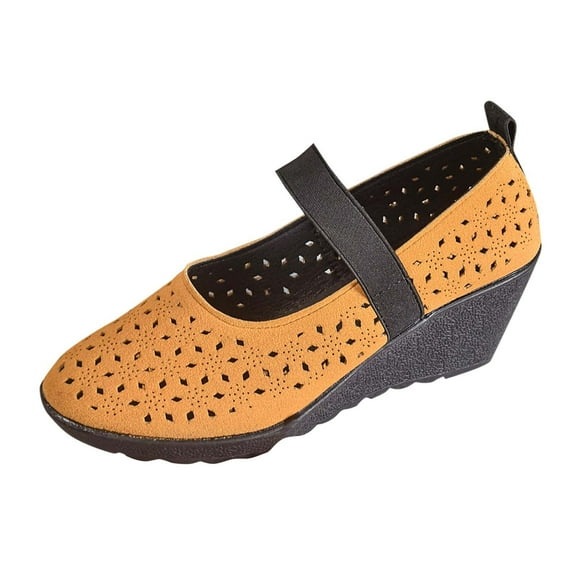 Fashion Casual Women’s Thick Bottom Wedge Sandals Comfortable Suede Outdoor Beach Shoes for Summer Orange,39