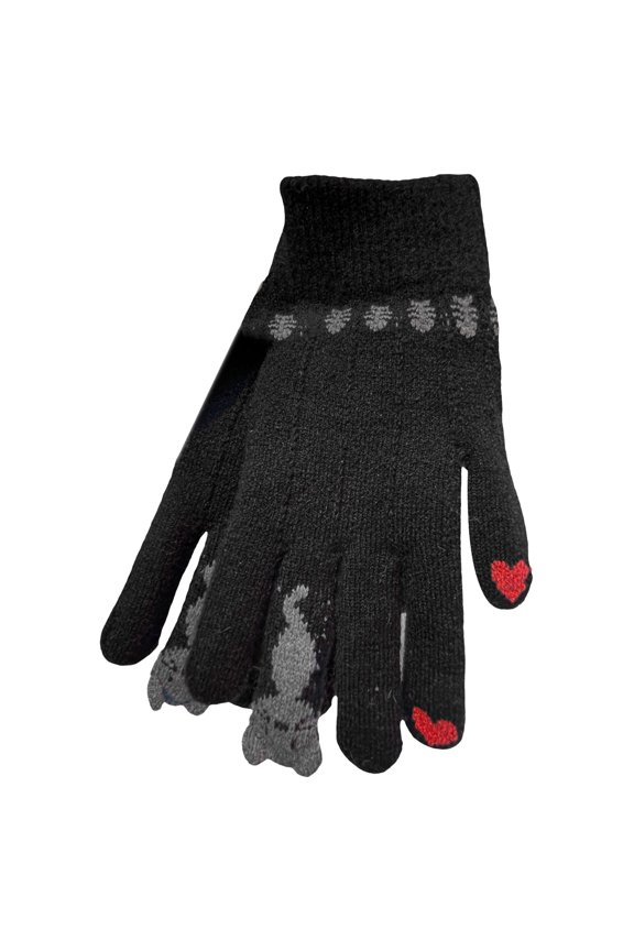 Fashion Cats Pattern Winter Gloves with Screen Touch Fingers Knitted Hand Gloves Comfortable Windproof for Everyday Use