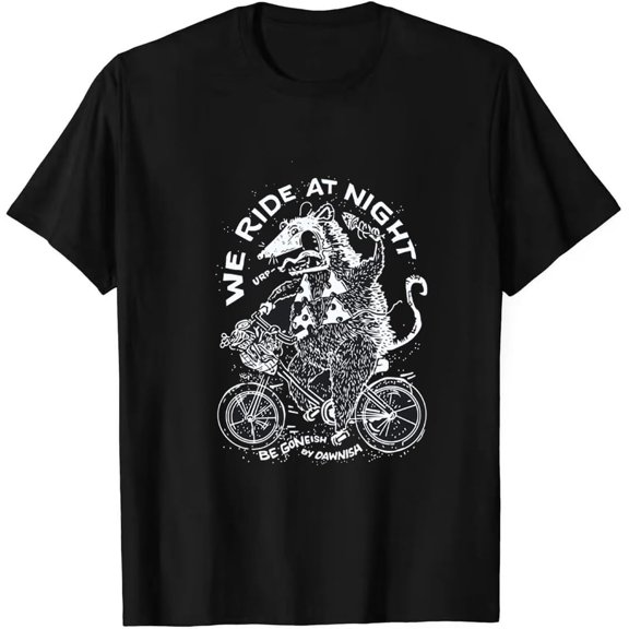 Fashion Causal Top Mouse Rat Bicycle Cartoon Crew Neck Tee Sports T-Shirts