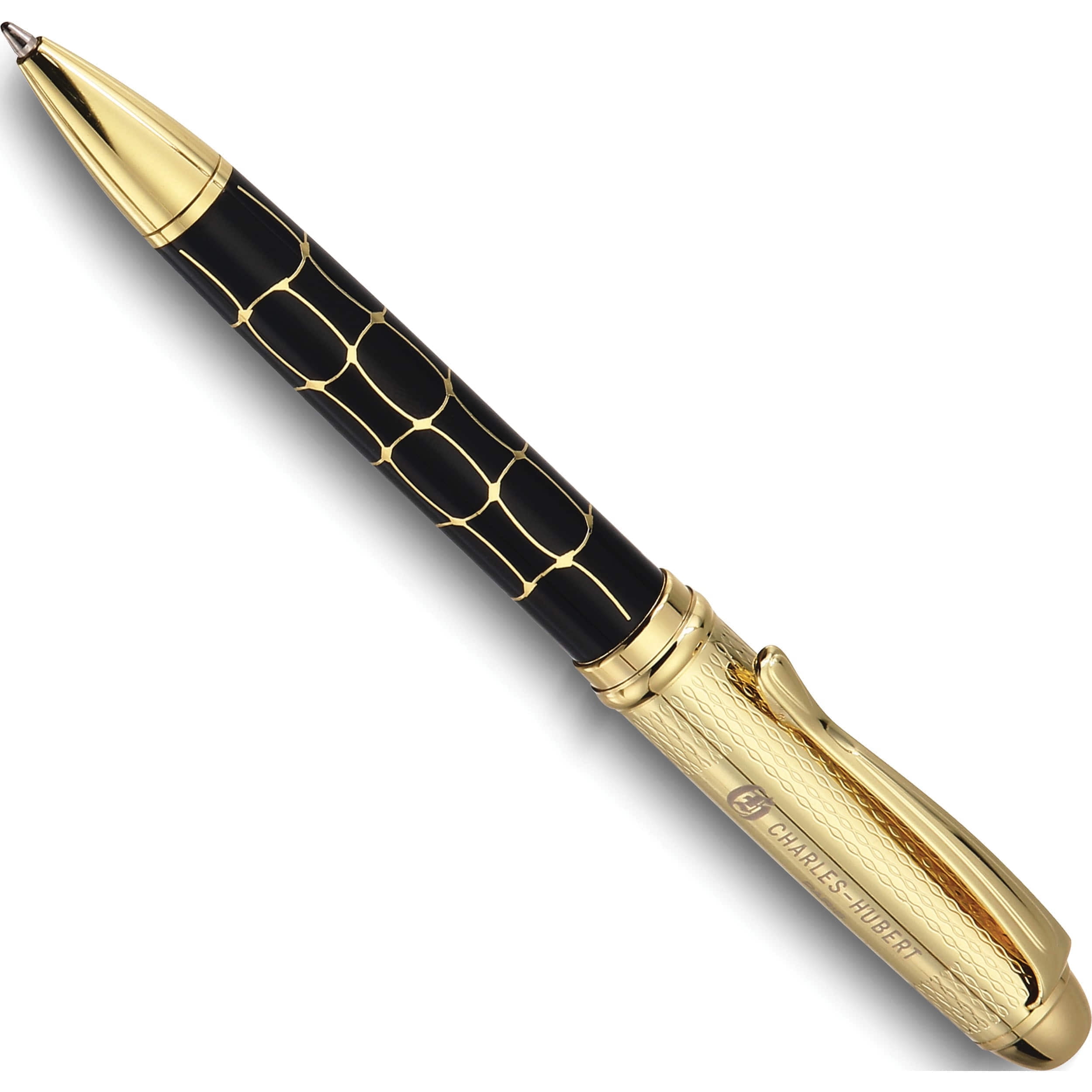 Fashion Charles-Hubert Black Croco Gold-Tone Enameled Ballpoint Pen Made In China gm13665